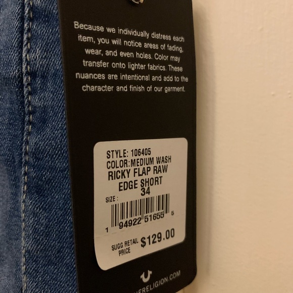 True Religion Ricky Flap Raw Edge Short - Picture 7 of 9